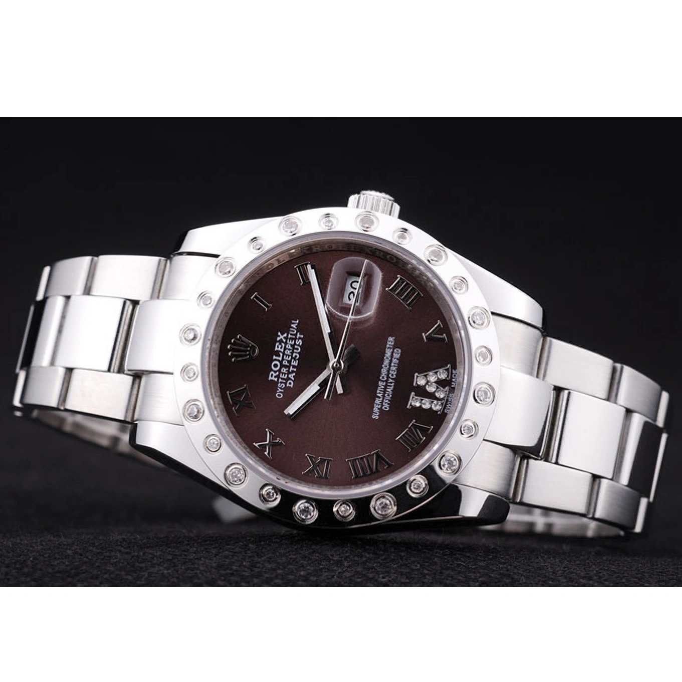 Best AAA Replica Sites Rolex Brown Diamond 7466 Bezel Datejust Dial 1014
